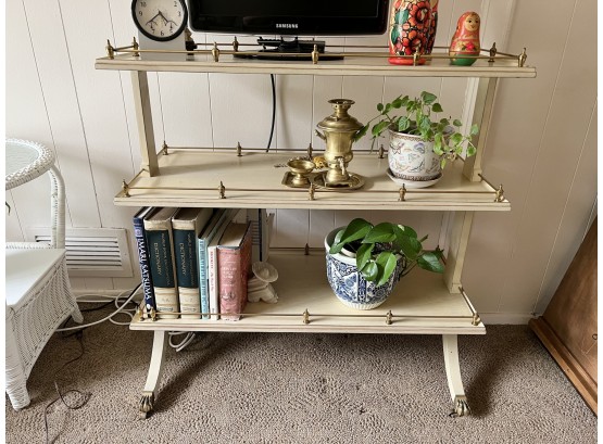 Cream Painted And Brass Etagere (contents Not Included)