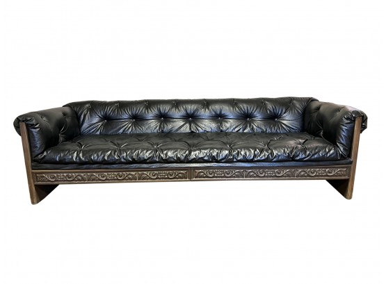 Brutalist Tuft Leather Sofa By Lane Furniture Company