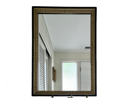 Vintage Black And Gold Carved Rectangular Wall Mirror