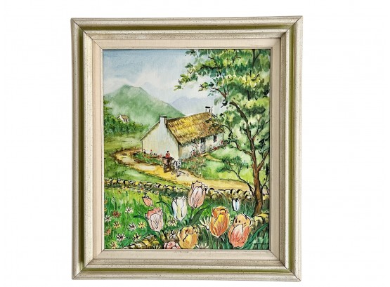 Canvas Painting Of A Farm Scene - Signed