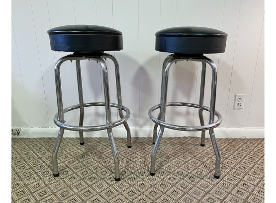 Pair Of Mid Century Possibly Leather Bar Stools