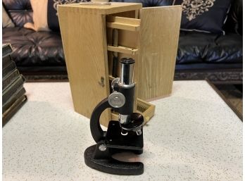 Small Vintage Microscope With Box