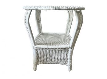White Concordia Rattan Glass Top End Table By Woodward Furniture