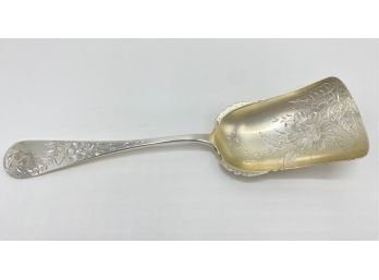 Vintage Sterling Silver Engraved Serving Spoon, England