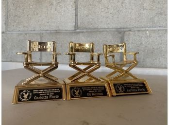 3 Gold Plated Hollywood Award Dinner Trophies