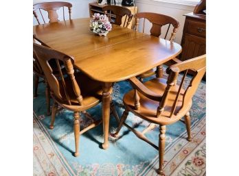 Gorgeous Vilas Rock Maple Dining Table With Two Leaves And 6 Chairs