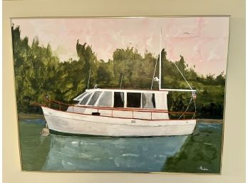 A Stunning Oil On Canvas Of  A Beautiful Boat - Signed - 40x30
