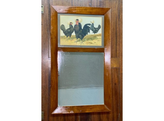 Cherry Framed Mirror With Chicken Print At The Top