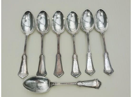 Antique A. H. Miller Sterling Silver Tea Spoons (7)