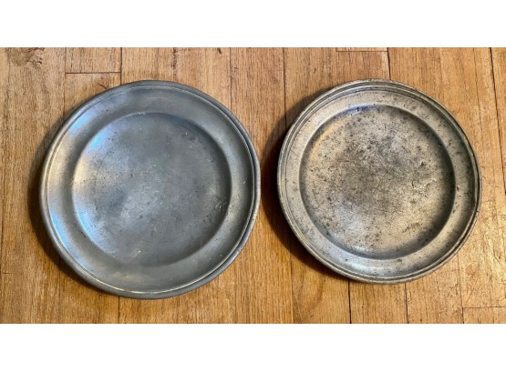 Two Antique Pewter Plates