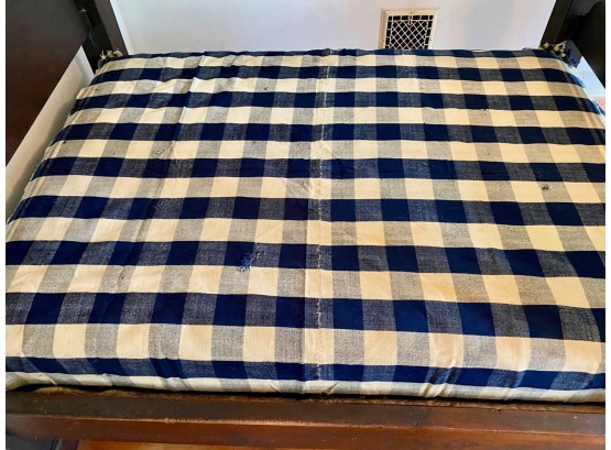 Antique Blue And White Hand Loomed Wool Blanket