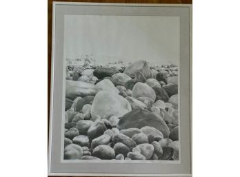 Pencil Drawing Of Rocks At The Beach, Signed Rhoda Sparber Lubalin