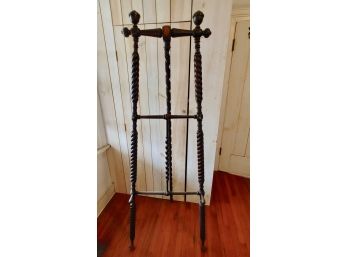 Victorian Rope Turned Standing Easel With Cast Iron Claw Feet