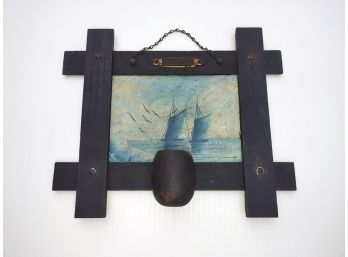 Unique Nautical Oil On Board Framed Match Holder