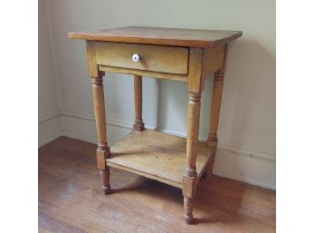 Pine End Table With One Drawer