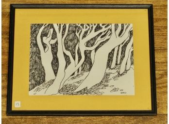 Ann Linden, Trees, Pen & Ink On Paper, Unsigned