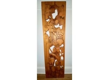 Ann Linden Carved Wood Panel With Irises