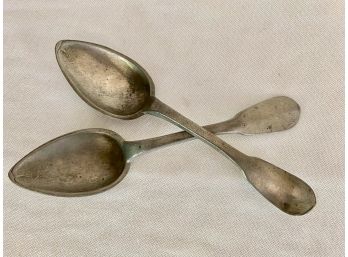 Pair Of Antique Pewter Tablespoons