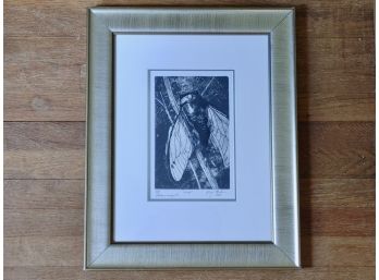 Roger McKee Framed A/P Etching & Monoprint, Cicada