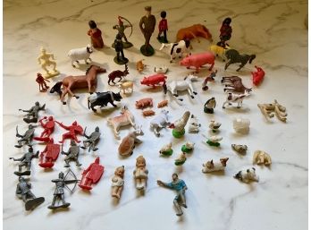 Lot Of Plastic Farm Animals, Soldiers, Kewpies And Other Smalls