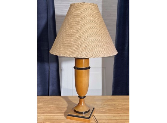 Vintage Inspired Urn Style Pedestal Lamp With Woven Shade
