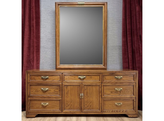 Thomasville Solid Hardwood Dresser And Matching Mirror