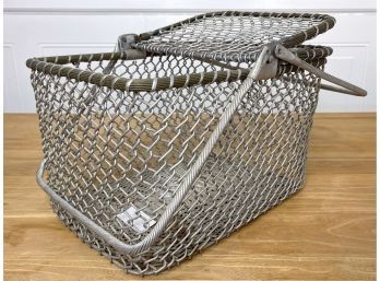 Vintage Double Handle Wire Mesh Picnic Basket