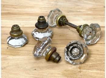 Nice Bundle Of Antique Crystal Glass And Brass Doorknobs