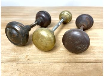 Vintage Brass And Iron Door Knobs Circa Early 1900's