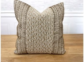 Cotton / Linen Blend Accent Pillow With Beaded Detail And Zipper Closure