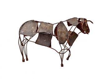 Rustic Metal Abstract Bull Statue