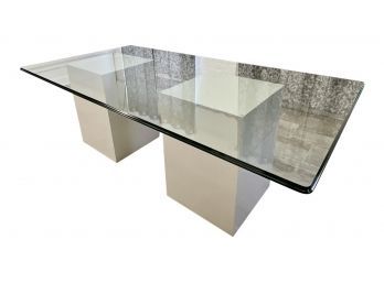 Glass Top Table On Square Pedestals