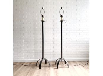 Set Of 2 Matching Cast Iron / Metal Floor Standing Lamps - Bases Only