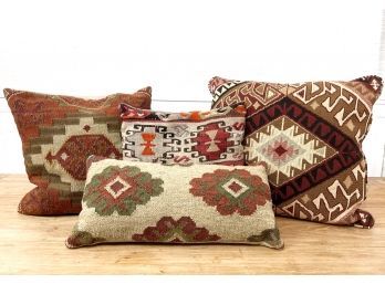 Beautiful Lot Of Southwestern / Kilim Style Wool / Cotton Throw Pillows