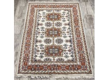 Beautiful Authentic Wool Oriental Style Fringed Rug