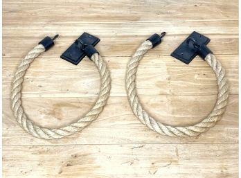 RH Pair Of Rope 'holders' With Cast Metal Plate And Fittings Tie Backs  (2 Of 2)