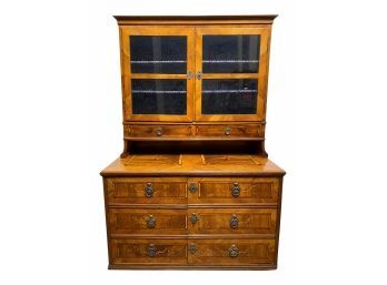 Antique European China Cabinet With Marquetry Inlaid Details