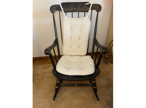 Rocking Chair, Ethan Allen Boston, Boston Rocker With Stenciled Back And Painted Accents On Legs