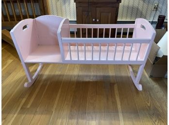 Vintage Doll Cradle Rocker Pink And Little Tikes Booster Seat Blue