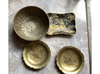 Mixed Lot Of Brass & Porcelain Dishes