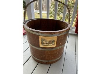 Vintage Barrel Turned Bucket 'Winter On The Farm'