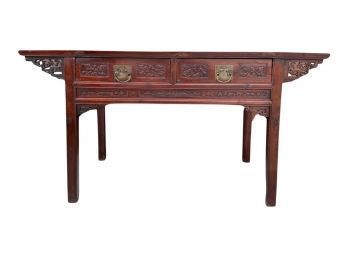 Vintage Mid Century Chinese Carved Altar Style Console Table