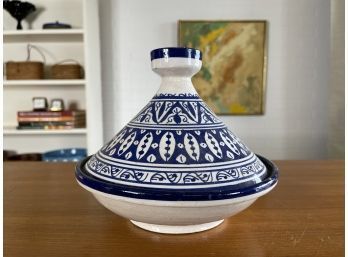 Vintage Blue And White Ceramic Decanter With Bowl