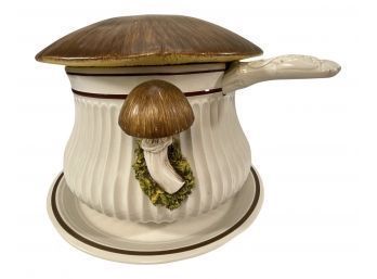 Mid-Century Modern Town & Country Ceramic Mushroom Stoneware Tureen