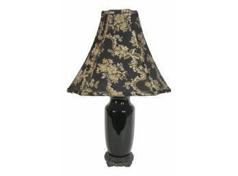 Chinoiserie Black Lamp With Silk Lamp Shade