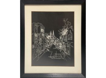 B&W Reverse Etching Print 'Main Street Harbor Springs, Michigan' Dante Melotti Jr.