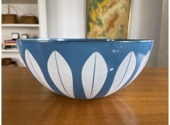 Vintage Blue Cathrineholm Lotus Enamel On Metal Serving Bowl