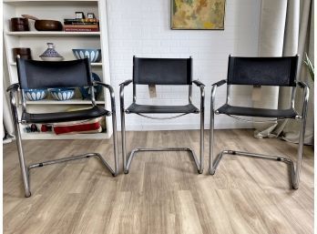 Matteo Grassi MG5 Style Cantilever Leather Chairs, Made In Italy - A Set Of 3 (1 Of 3)