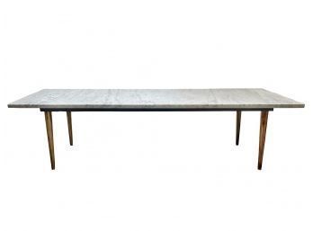 Mid-Century Modern White Marble Rectangular Coffee Table