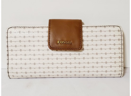 Fossil Ladies Cream & Brown Wallet - New